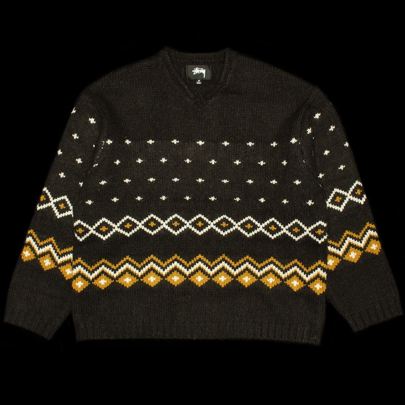 Roll V-Neck Fairisle Sweater