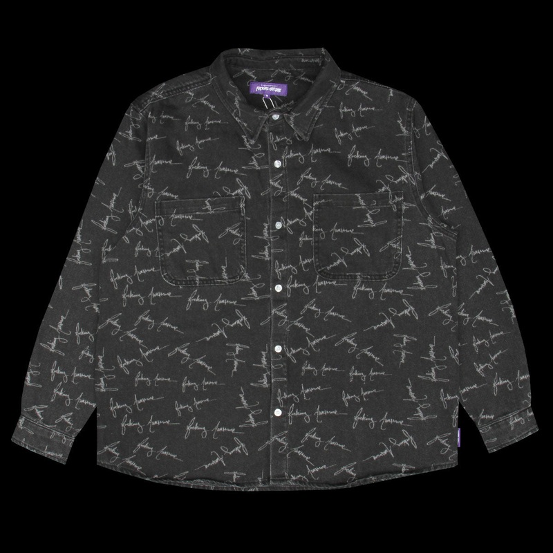 Cursive Washed Denim Overshirt