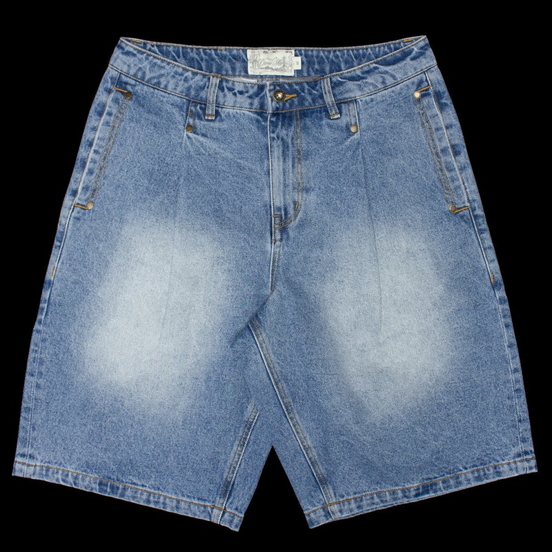 Pleated Denim Shorts