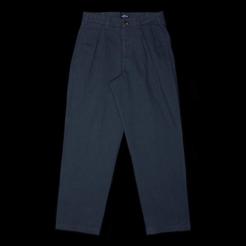Classic Double-Pleat Herringbone Pants