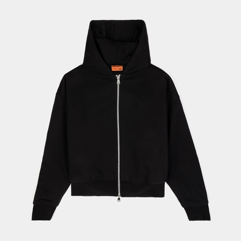 Double Fleece Zip Up Mens Hoodie (Black)