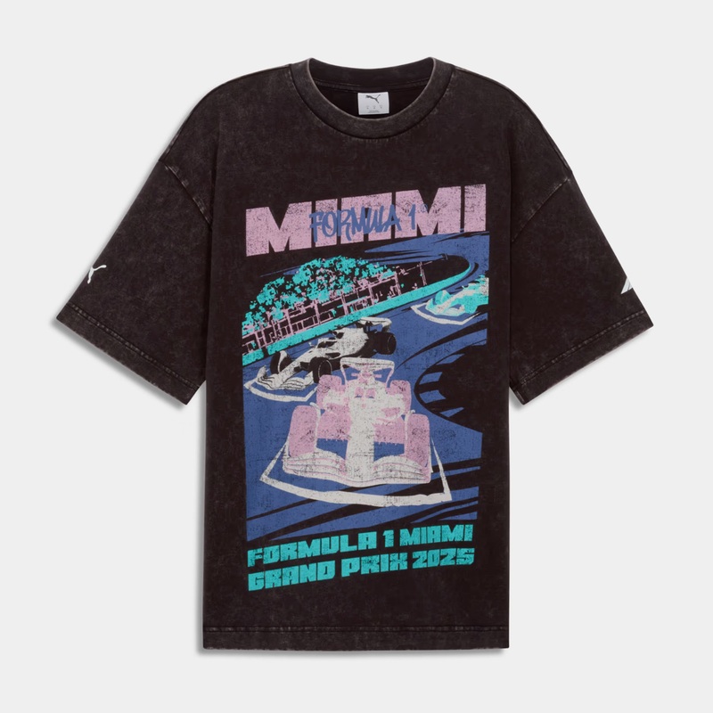F1 Miami Graphic Mens Short Sleeve Shirt (Black/Pink)