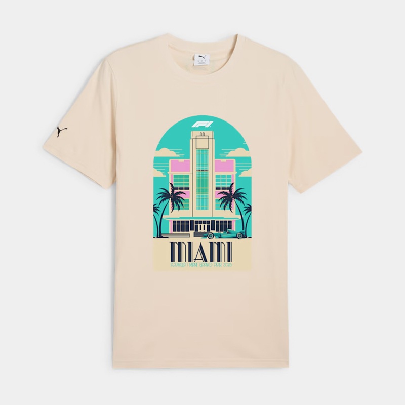 F1 Miami Mens Short Sleeve Shirt (Beige/Black)
