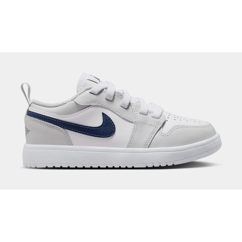 Air Jordan 1 Low ALT Preschool Basketball Shoes (White/Midnight Navy/Neutral Grey)