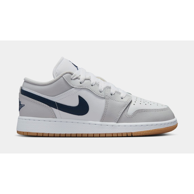 Air Jordan 1 Low Grade School Basketball Shoes (White/Midnight Navy/Neutral Grey)