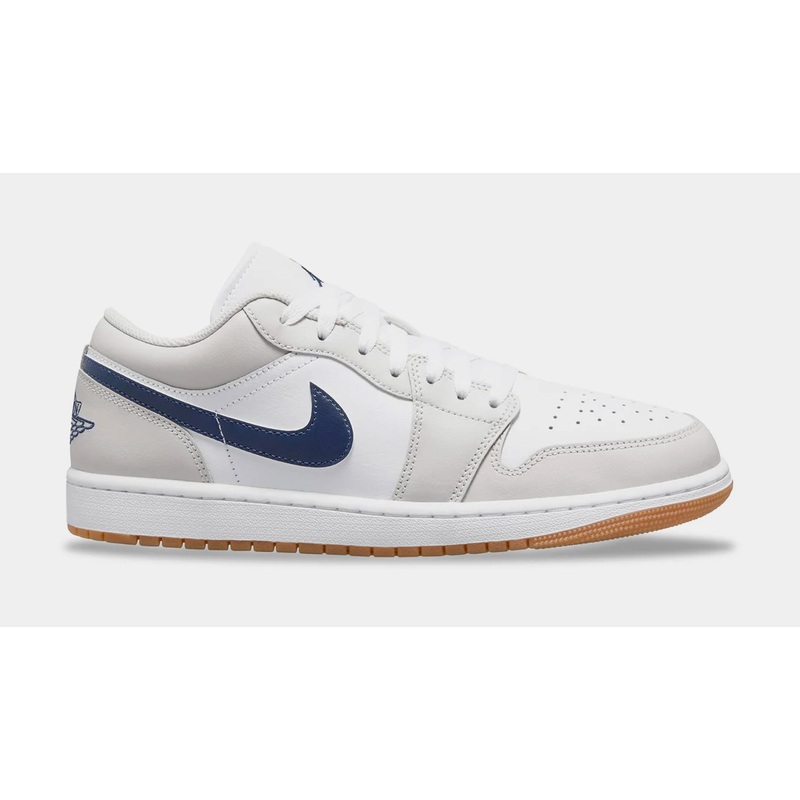 Air Jordan 1 Low Mens Lifestyle Shoes (White/Neutral Grey/Gum Medium Brown/Midnight Navy)