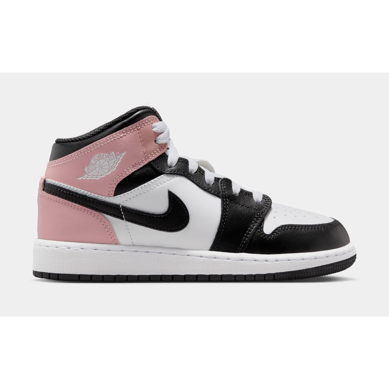 Air Jordan 1 Mid Grade School Lifestyle Shoes (White/Black/Rust Pink)