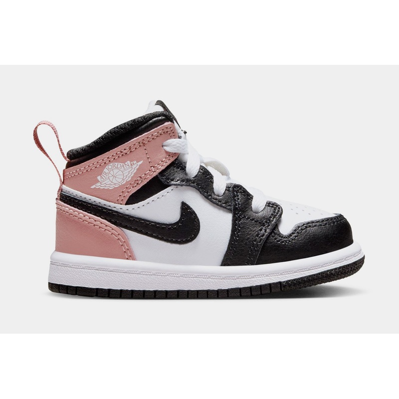 Air Jordan 1 Mid Infant Toddler Lifestyle Shoes (White/Black/Rust Pink)