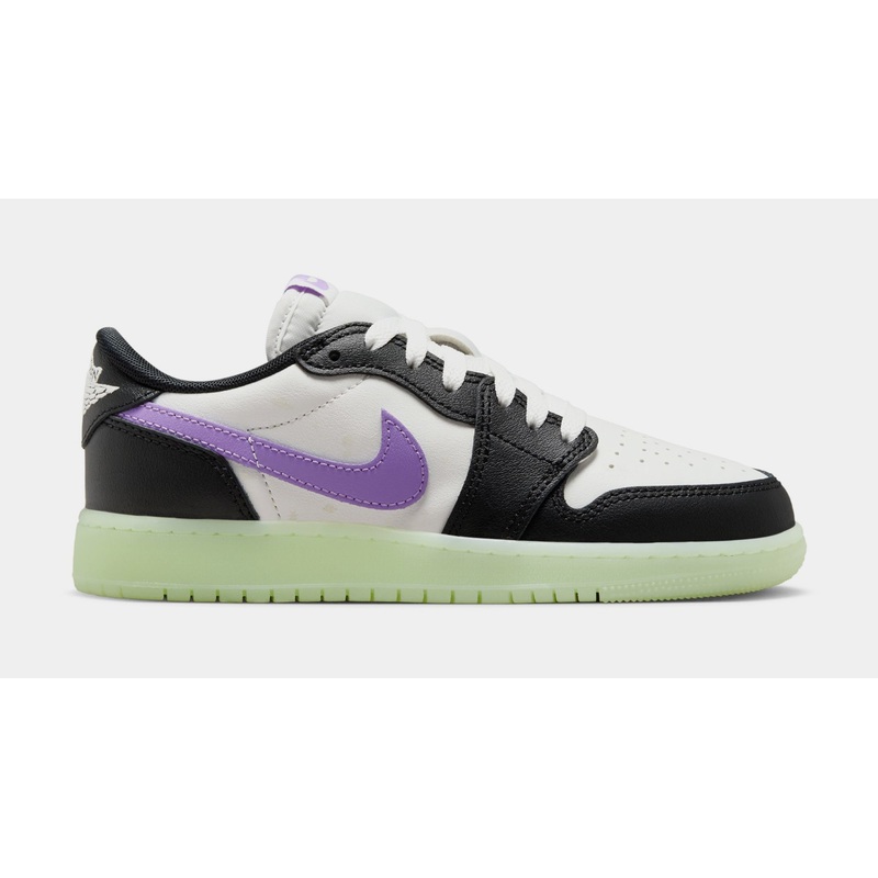 Air Jordan 1 Retro Low OG Black Raspberry Grade School Lifestyle Shoes (Black/Black Raspberry/Volt Tint)