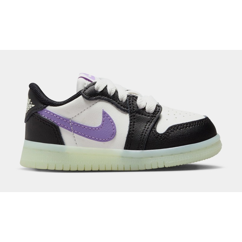 Air Jordan 1 Retro Low OG Black Raspberry Infant Toddler Lifestyle Shoes (Black/Black Raspberry/Volt Tint)