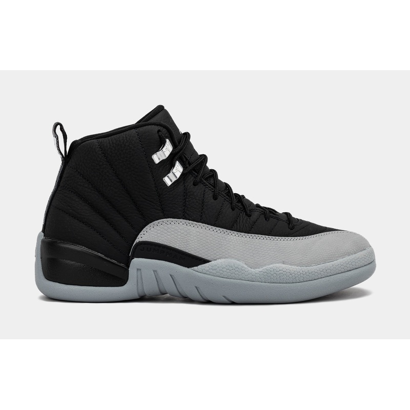 Air Jordan 12 Retro Black and Wolf Grey Mens Lifestyle Shoes (Black/Wolf Grey/White)