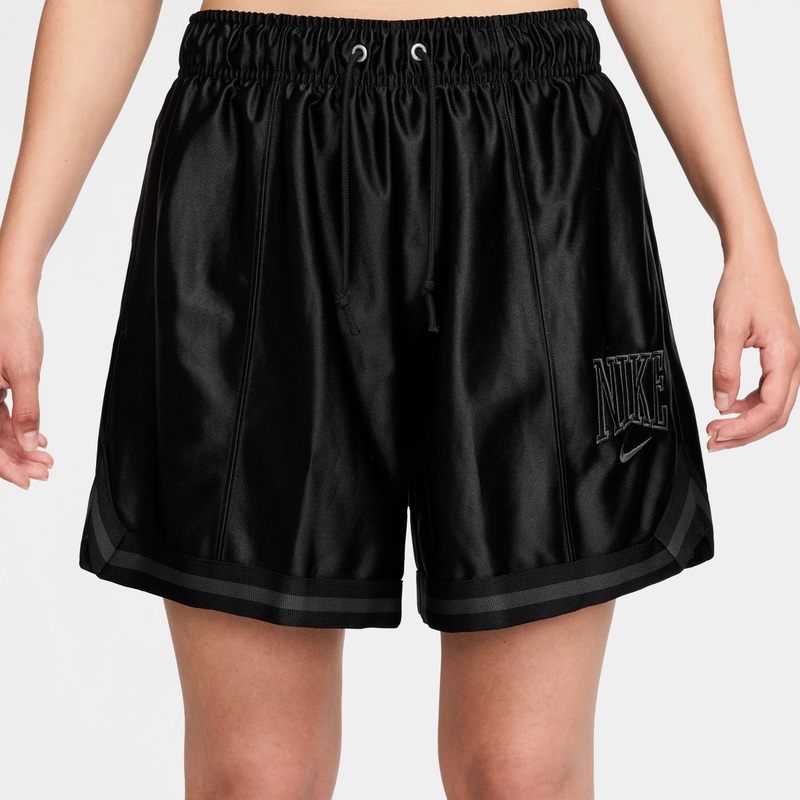 Loose 6″ Mid Rise Satin Womens Shorts (Black/Anthracite/Anthracite)