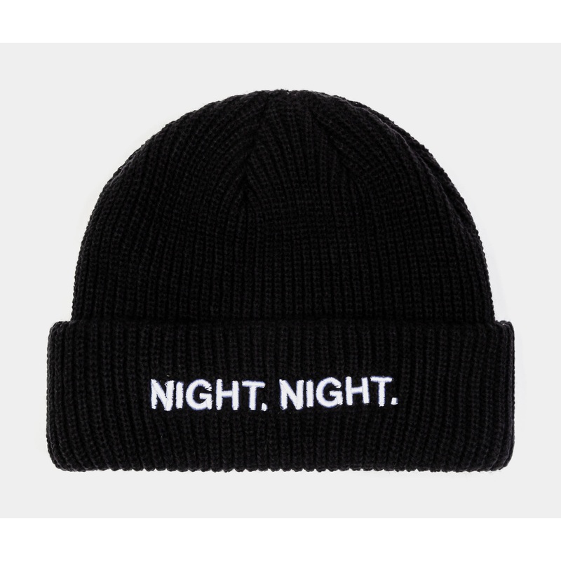 Night Night Beanie Mens Hat (Black/White)