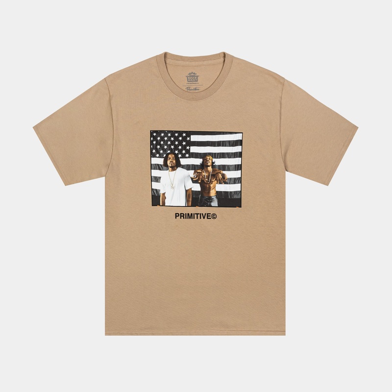 Outkast Graphic Mens Short Sleeve Shirt (Khaki/Black)