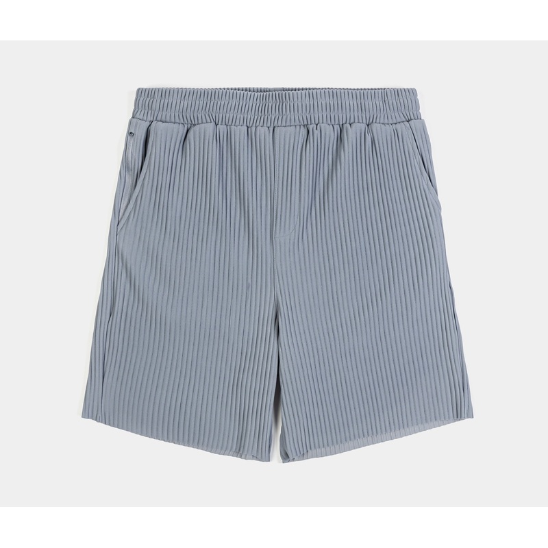 Pleated Woven Mens Shorts (Blue)