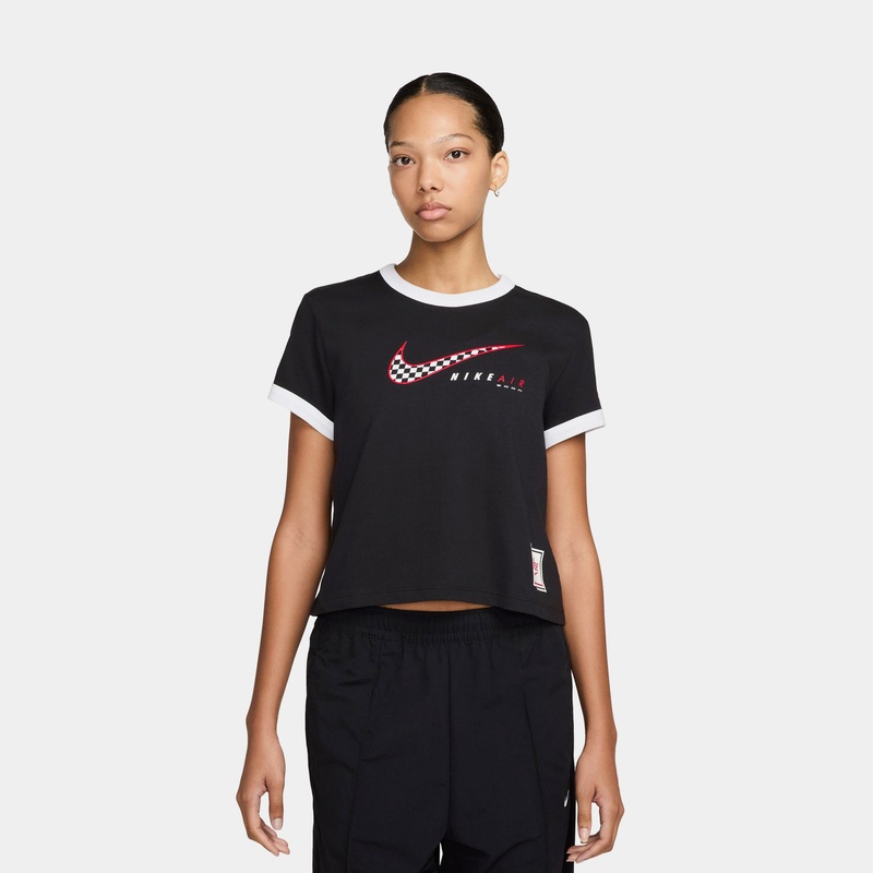 Sportswear Club Moto Womens Short Sleeve Shirt (Black)