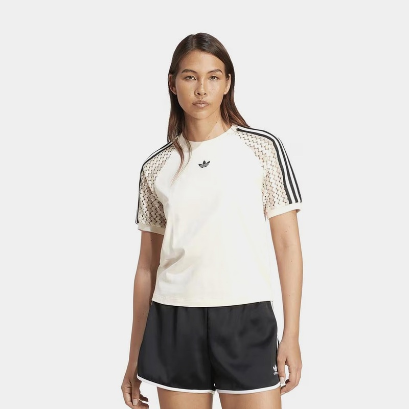 Summer Glow Cali 3 Stripes Womens Short Sleeve Shirt (Wonder White)
