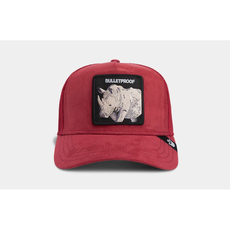 The Suede Rhino Trucker Mens Hat (Burgundy/Black)