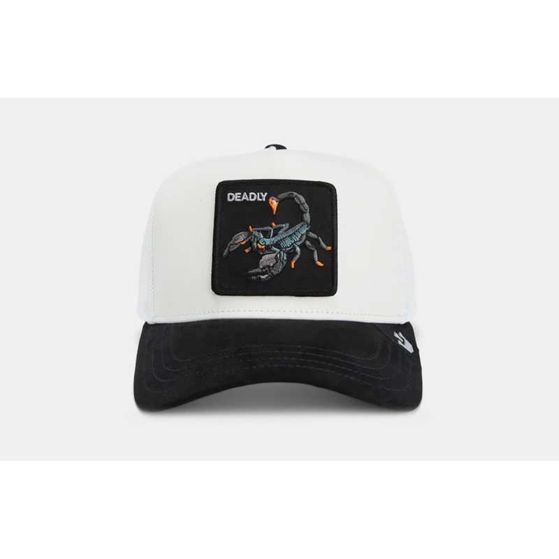 The Suede Scorpion Trucker Mens Hat (Cream/Black)