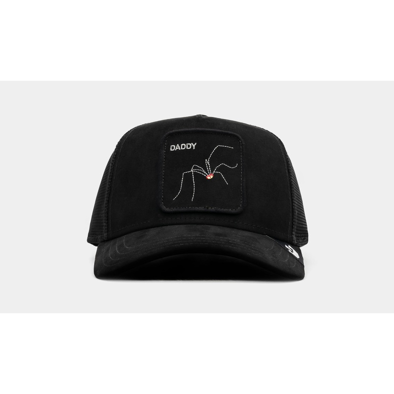The Suede Spider Trucker Mens Hat (Black/Black)