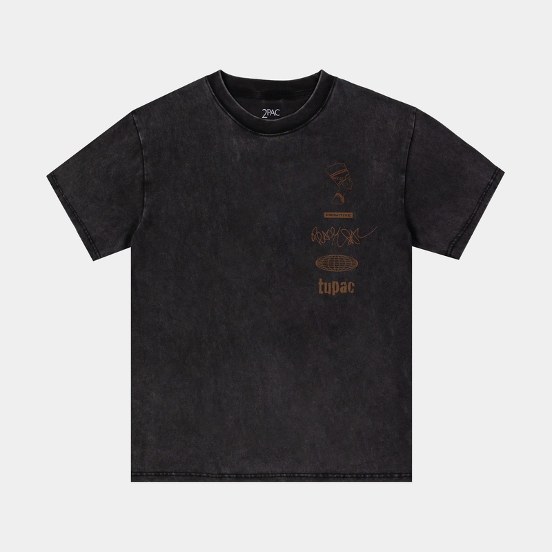 Tupac Stay Up Here Mens Short Sleeve Shirt (Black/Brown)