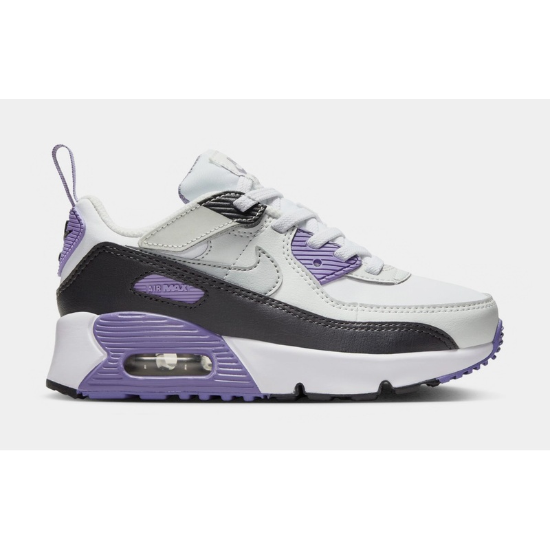 Air Max 90 EasyOn Preschool Running Shoes (White/Light Grey/Dusty Amethyst)