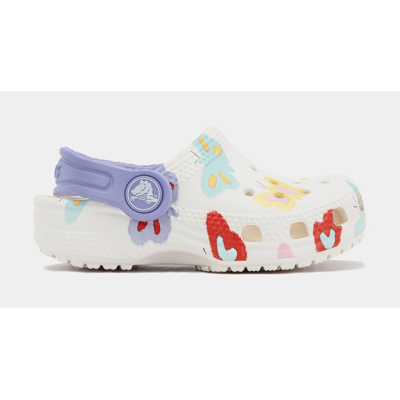 Classic Clog Butterfly Infant Toddler Sandals (White/Purple)