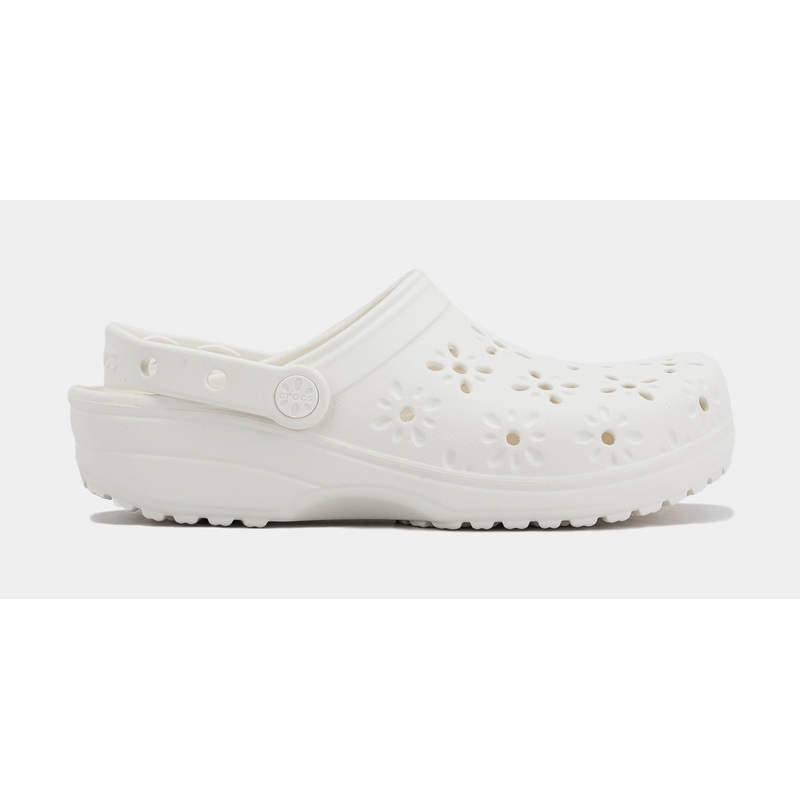 Classic Clog Floral Cut Out Womens Sandals (White)