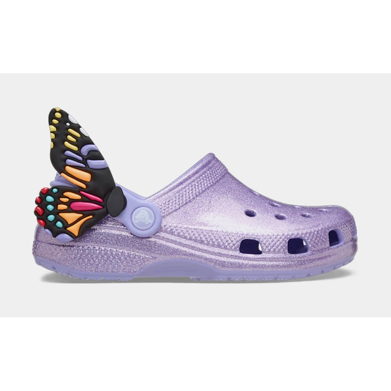 Classic Clog I Am Butterfly Infant Toddler Sandals (Purple/Black)