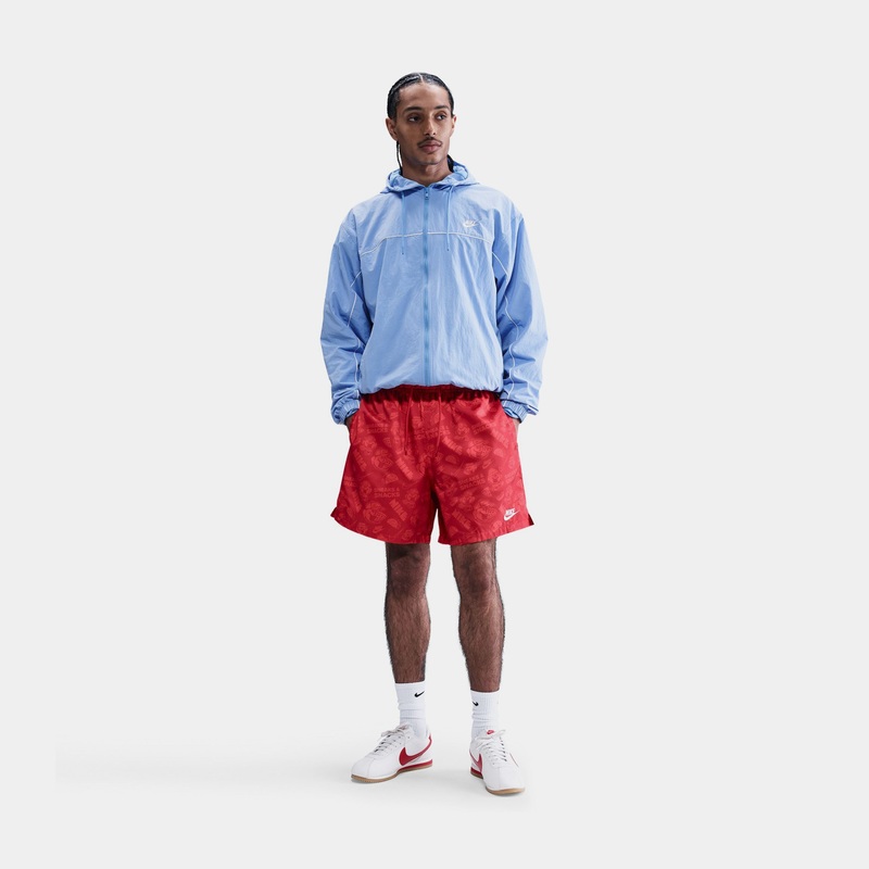 Club Flow AOP Woven Mens Shorts (University Red/Chile Red/White)