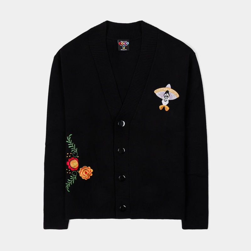 Coco by  Floral Mens Cardigan (Black/Orange)