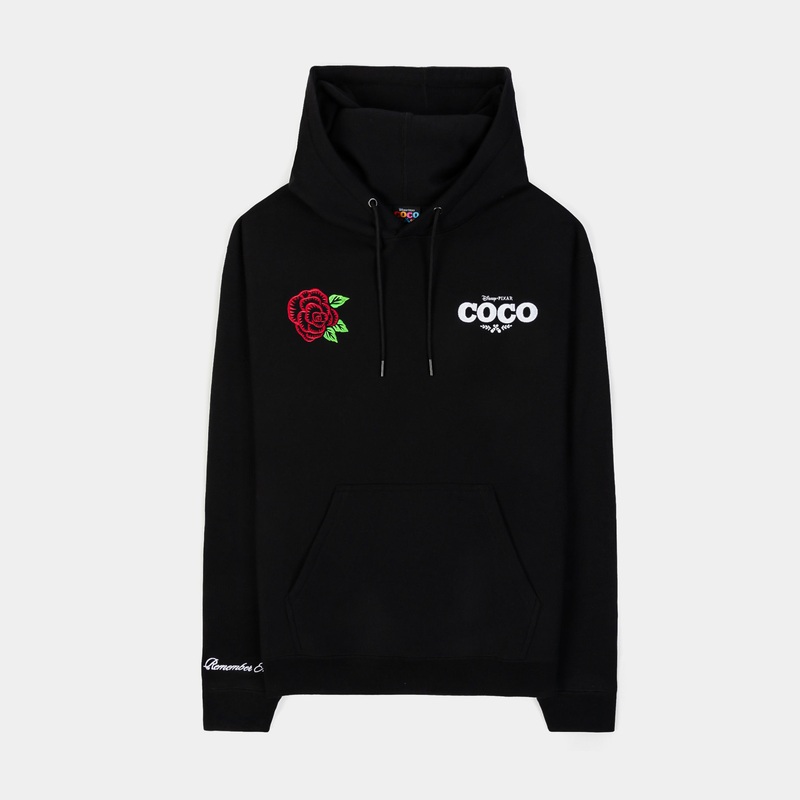 Coco By  Mexican Flag Pullover Mens Hoodie (Black/Red)