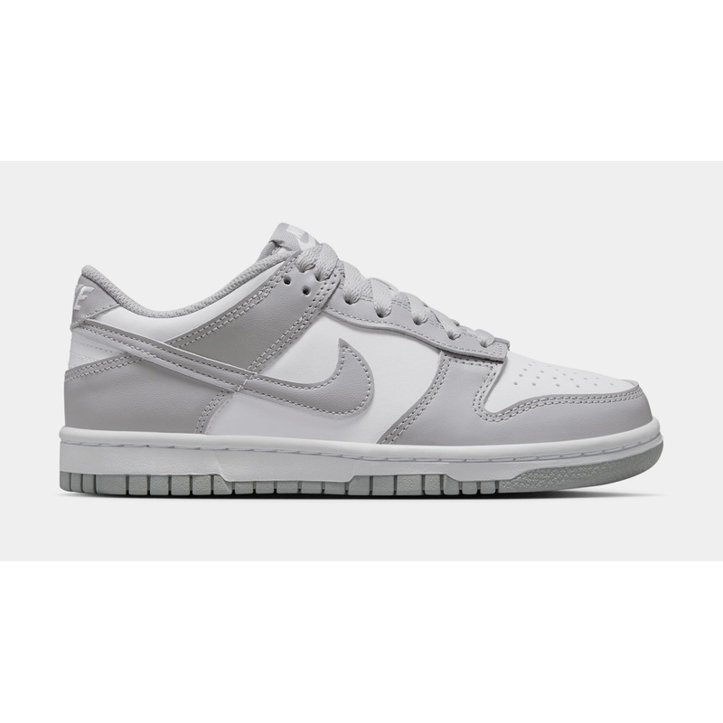 Dunk Low Grade School Basketball Shoes (White/Light Grey/White)