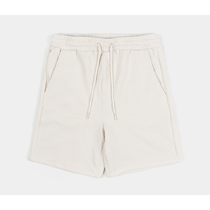 Jacquard Knit Mens Shorts (Beige)