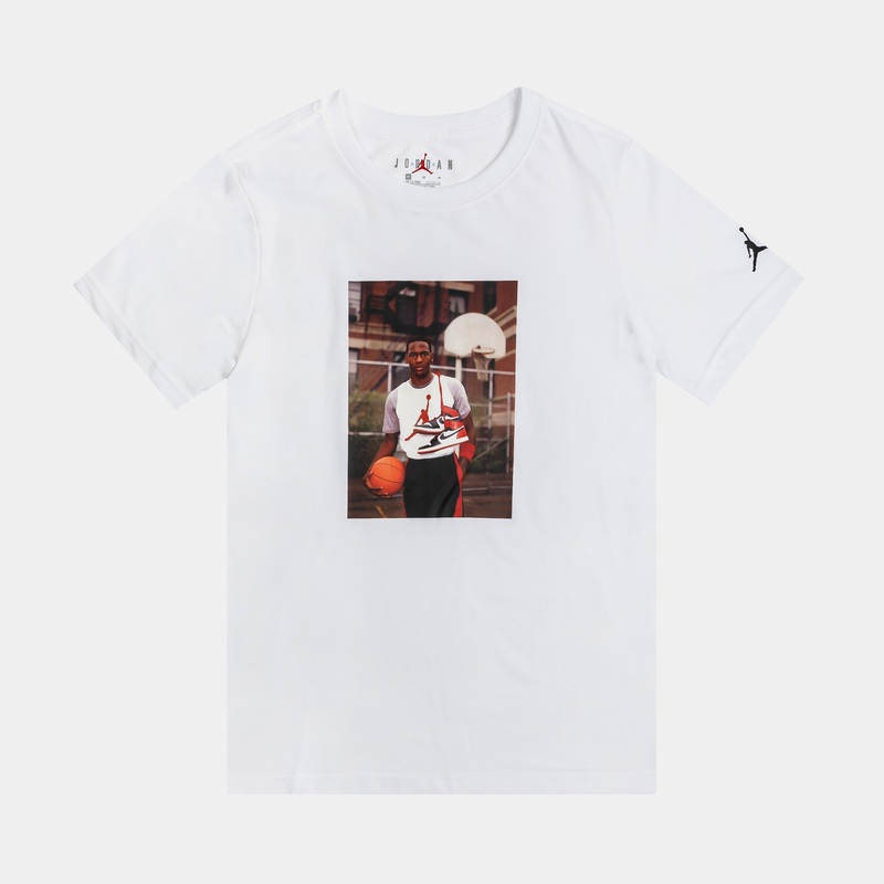 MJ Brand Photo Grade School Short Sleeve Shirt (White/White)