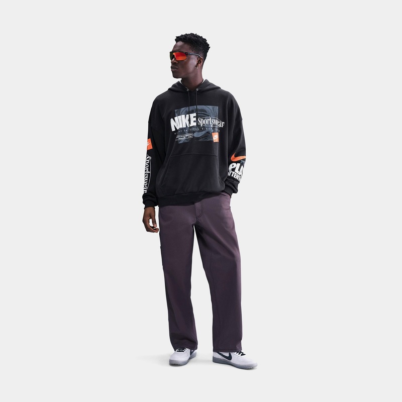 NSW Club Oversized French Terry Pullover Mens Hoodie (Off Noir)