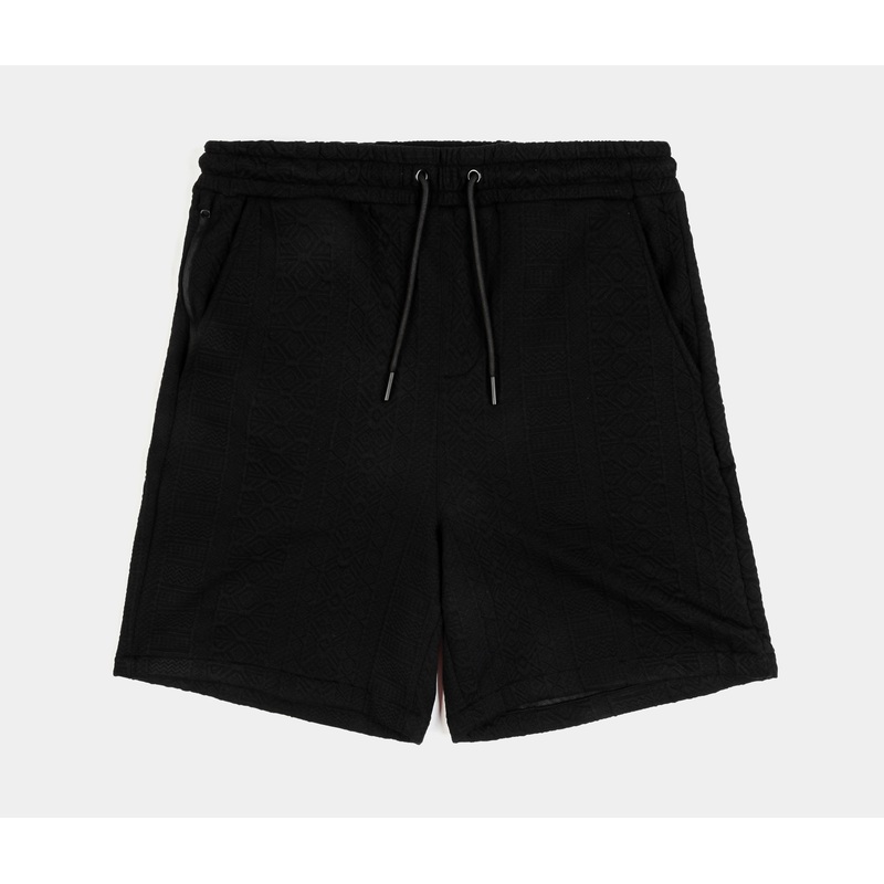 Ornate Jacquard Knit Mens Shorts (Black)