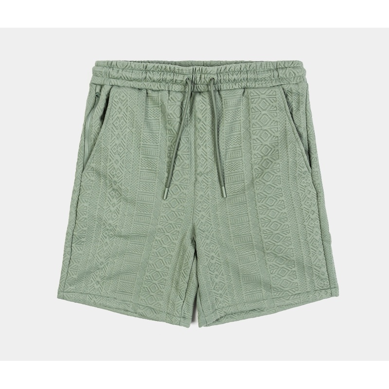 Ornate Jacquard Knit Mens Shorts (Green)