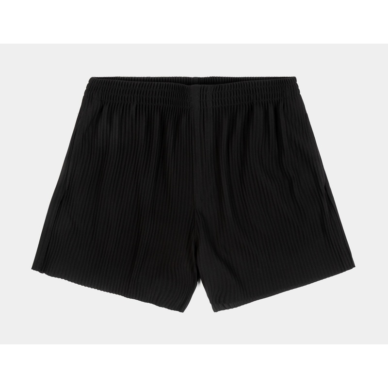 Pleated Fleece Womens Shorts (Black)