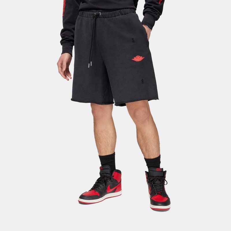 Rare Air Fleece French Terry Mens Shorts (Black/Red)