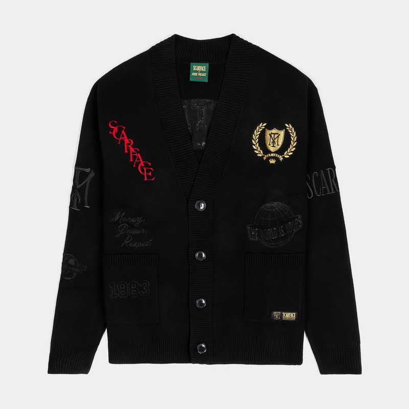SP x Scarface Logo Mens Cardigan (Black/Red)