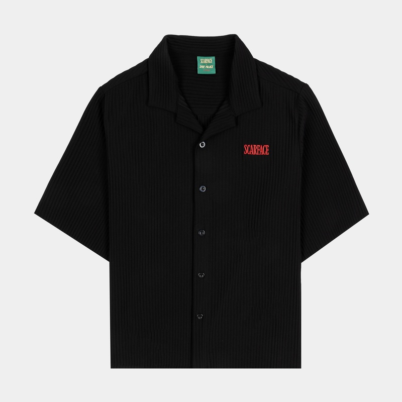 SP x Scarface Pleated Mens Short Sleeve Shirt (Black/Red)