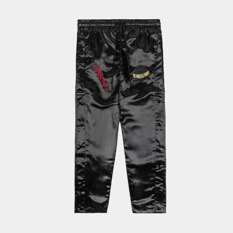 SP x Scarface Satin Snap Mens Pants (Black/Red)