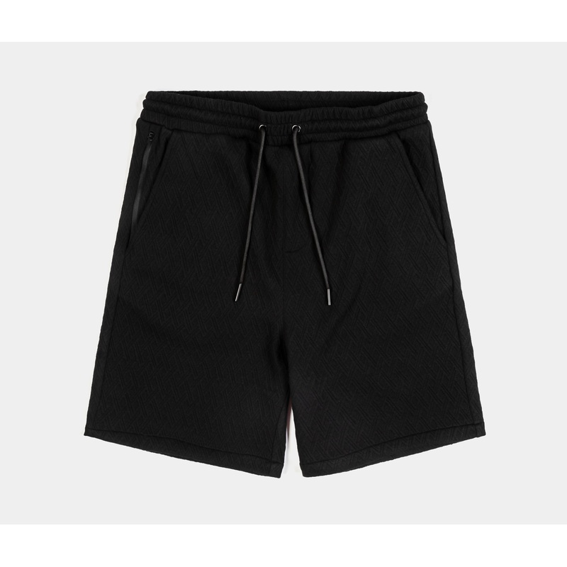 Trellis Jacquard Knit Mens Shorts (Black)