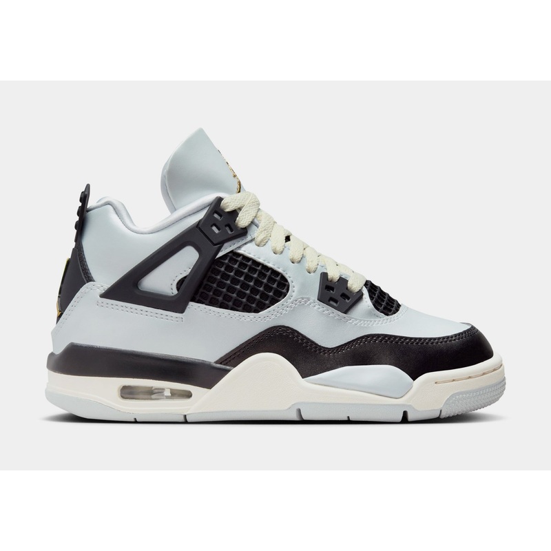 Air Jordan 4 Retro Platinum Gold Grade School Lifestyle Shoes (Pure Platinum/Metallic Gold/Black/Sail)
