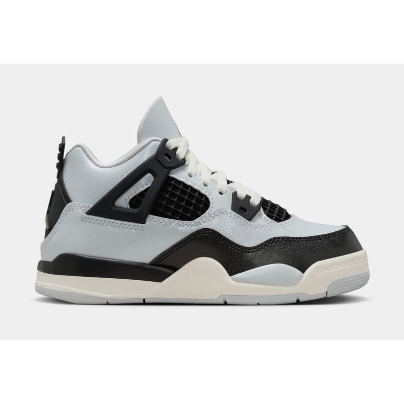Air Jordan 4 Retro Platinum Gold Preschool Lifestyle Shoes (Pure Platinum/Metallic Gold/Black/Sail)