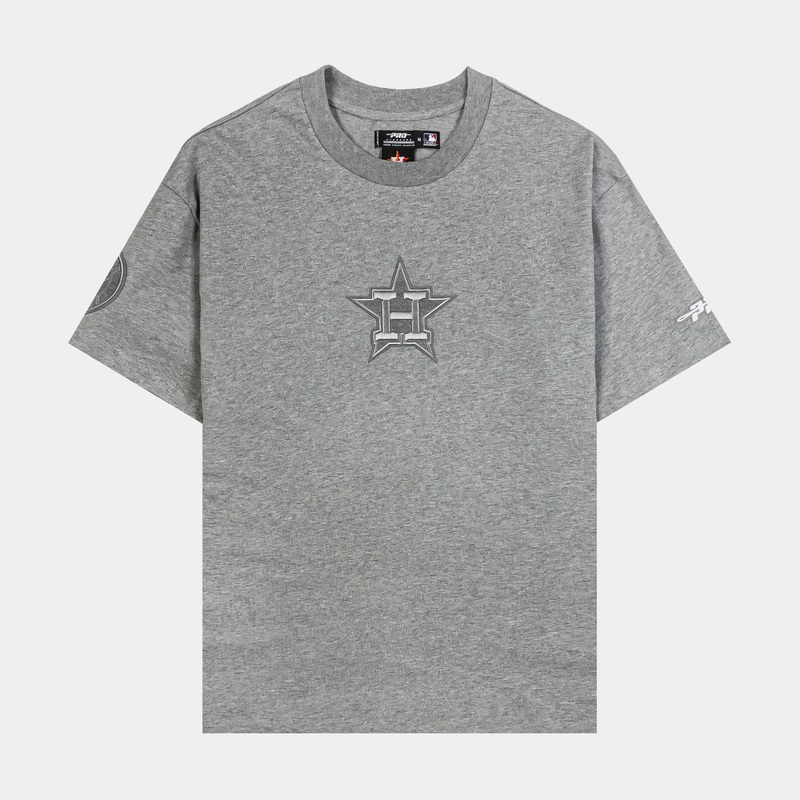 Houston Astros Reverse French Terry Mens Short Sleeve Shirt (Grey)