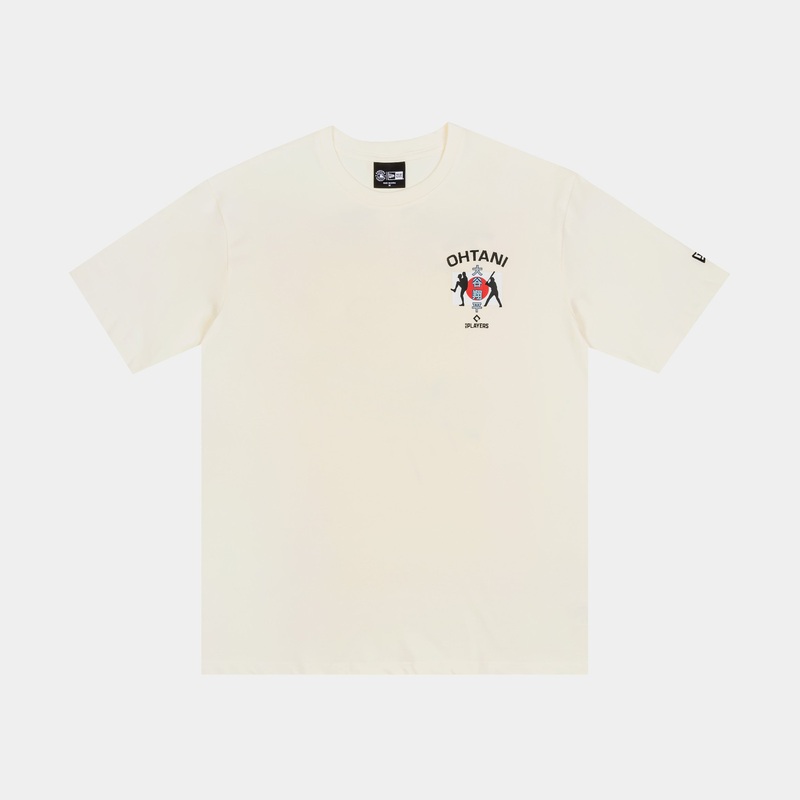 Los Angeles Dodgers Kanji Oversized Mens Short Sleeve Shirt (Beige/Black/Red)