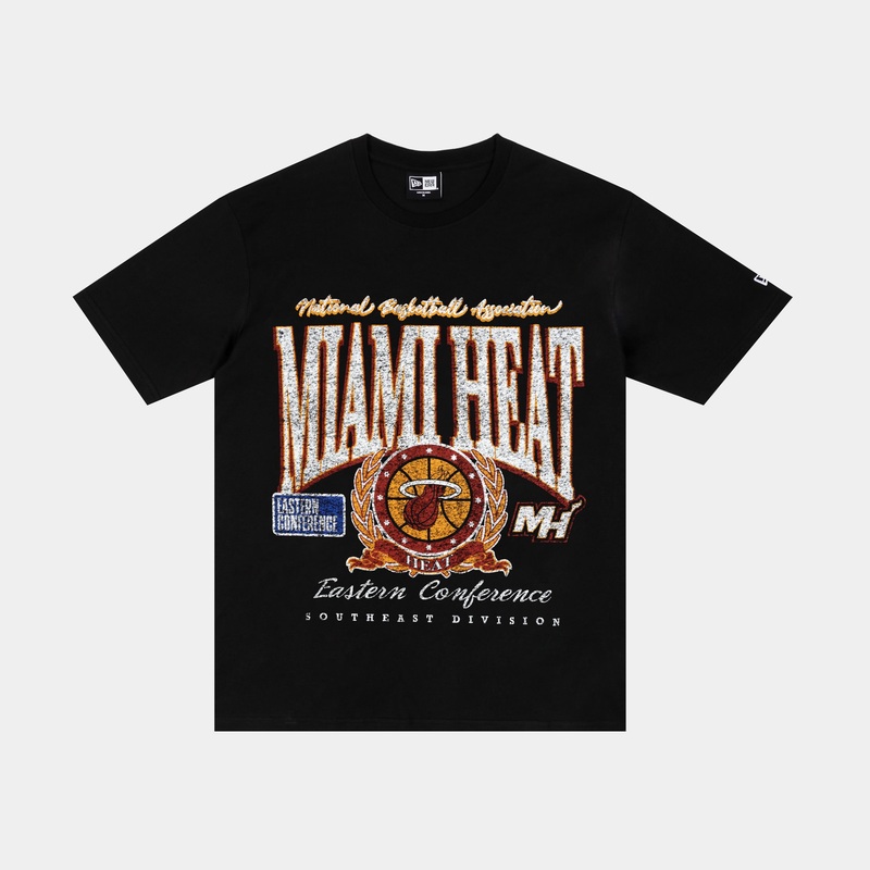 Miami Heat Oversized Mens Short Sleeve Shirt (Black/White/Orange)