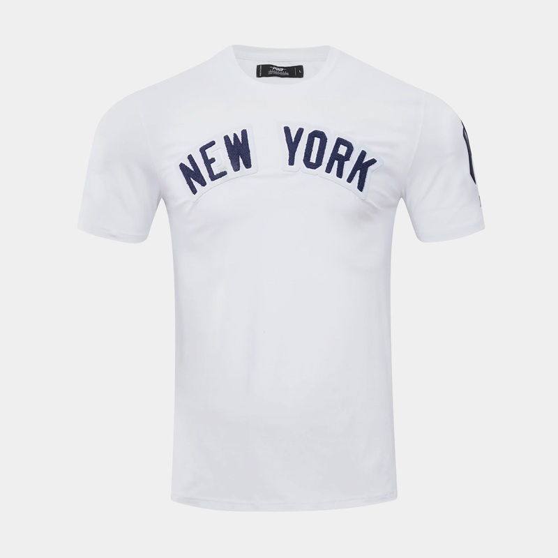 New York Yankees Classic Mens Short Sleeve Shirt (White/Navy)